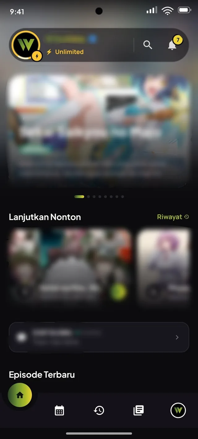 Layar beranda Wibutime